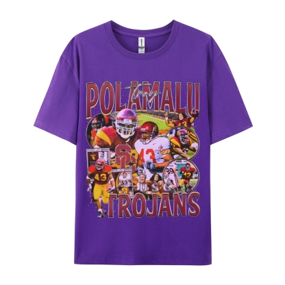 Unisex-Adult Ultra Cotton Washed T-Shirt Graphic TROY POLAMALU - USC TEE