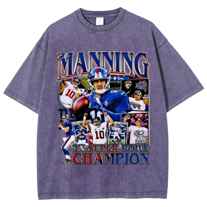 Unisex-Adult Ultra Cotton Washed T-Shirt Graphic ELI MANNING TEE