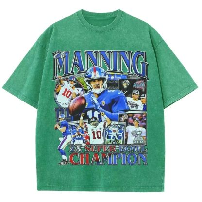 Unisex-Adult Ultra Cotton Washed T-Shirt Graphic ELI MANNING TEE
