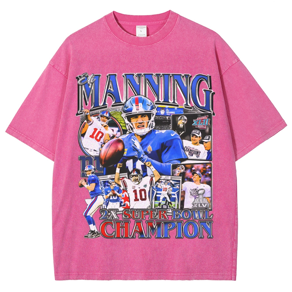 Unisex-Adult Ultra Cotton Washed T-Shirt Graphic ELI MANNING TEE