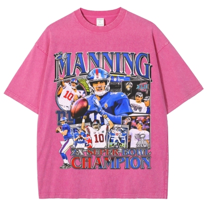 Unisex-Adult Ultra Cotton Washed T-Shirt Graphic ELI MANNING TEE