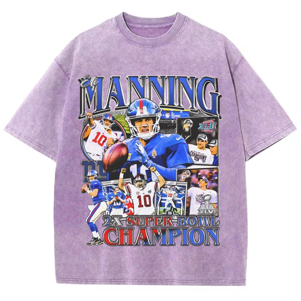 Unisex-Adult Ultra Cotton Washed T-Shirt Graphic ELI MANNING TEE