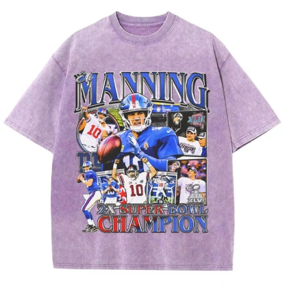 Unisex-Adult Ultra Cotton Washed T-Shirt Graphic ELI MANNING TEE