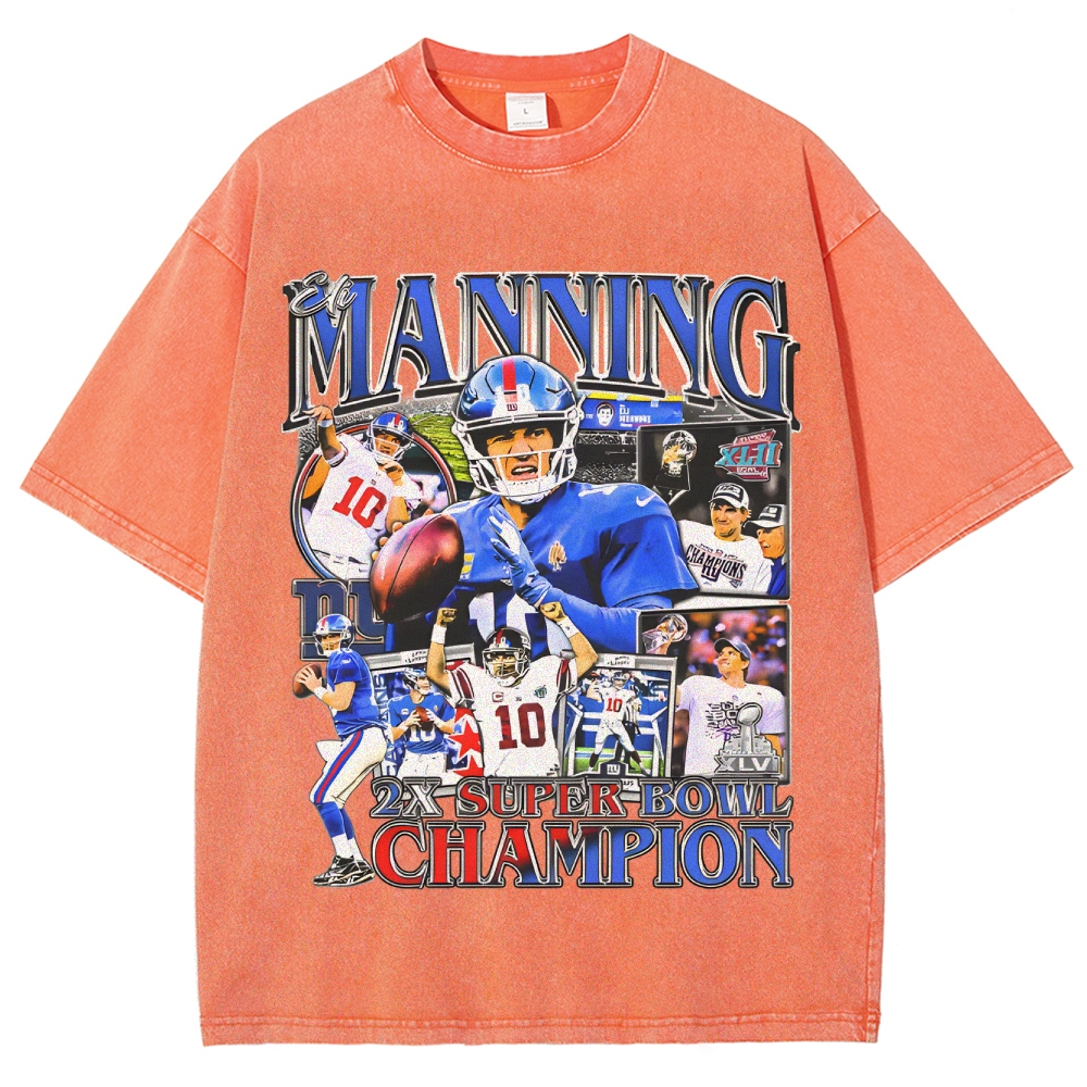 Unisex-Adult Ultra Cotton Washed T-Shirt Graphic ELI MANNING TEE