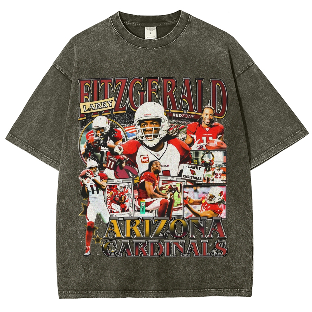 Unisex-Adult Ultra Cotton Washed T-Shirt Graphic LARRY FITZGERALD - CARDINALS TEE