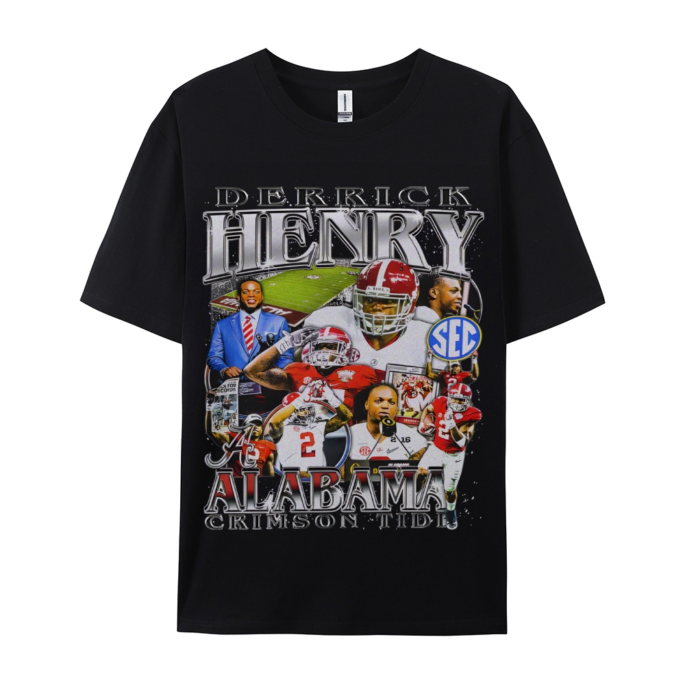 DERRICK HENRY - ALABAMA Tee  Vintage Casual Cotton Shirt-sleeve T-shirt