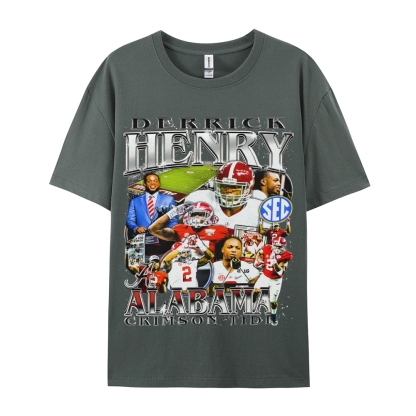 DERRICK HENRY - ALABAMA Tee  Vintage Casual Cotton Shirt-sleeve T-shirt
