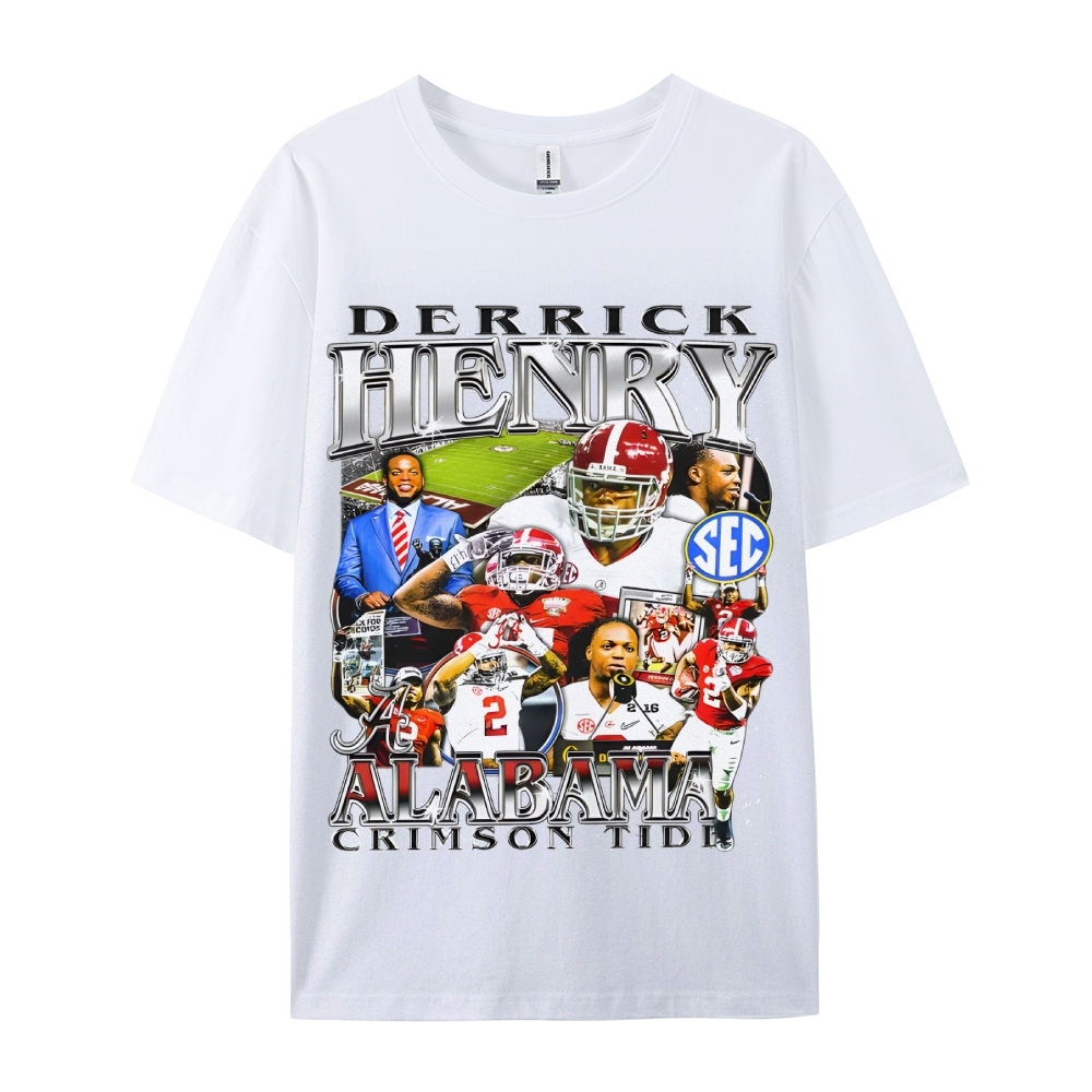 DERRICK HENRY - ALABAMA Tee  Vintage Casual Cotton Shirt-sleeve T-shirt