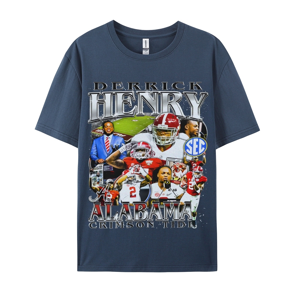 DERRICK HENRY - ALABAMA Tee  Vintage Casual Cotton Shirt-sleeve T-shirt