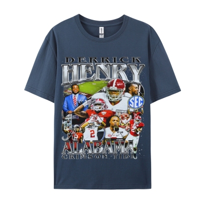 DERRICK HENRY - ALABAMA Tee  Vintage Casual Cotton Shirt-sleeve T-shirt
