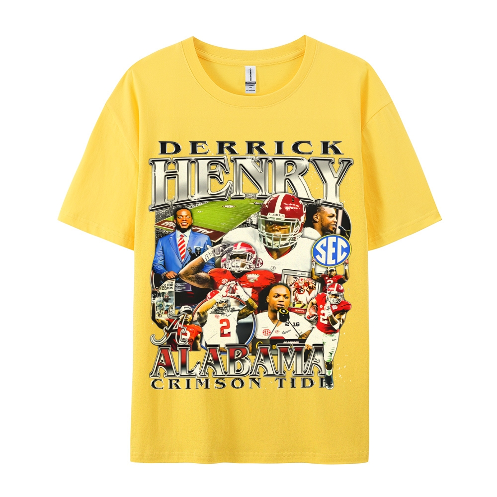 DERRICK HENRY - ALABAMA Tee  Vintage Casual Cotton Shirt-sleeve T-shirt