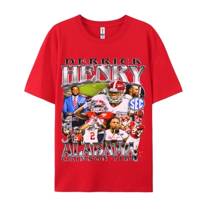 DERRICK HENRY - ALABAMA Tee  Vintage Casual Cotton Shirt-sleeve T-shirt