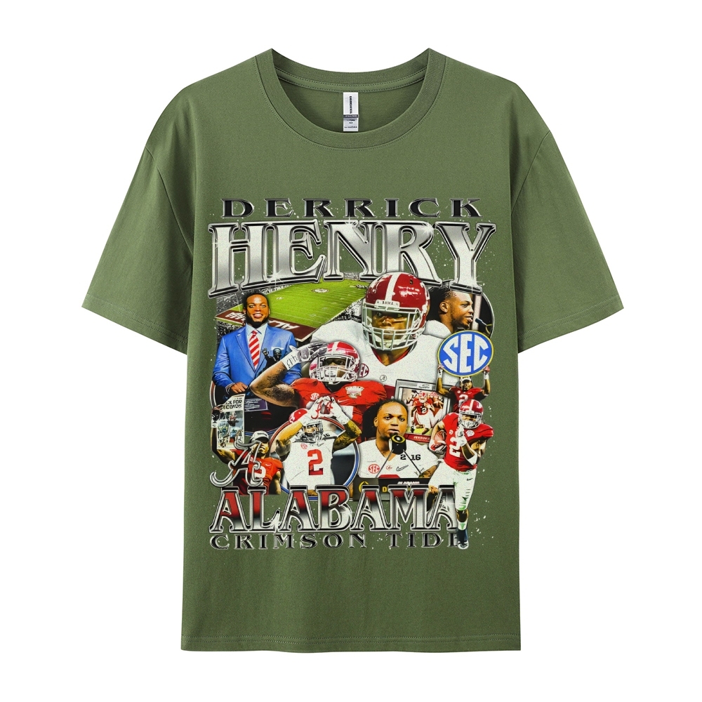 DERRICK HENRY - ALABAMA Tee  Vintage Casual Cotton Shirt-sleeve T-shirt