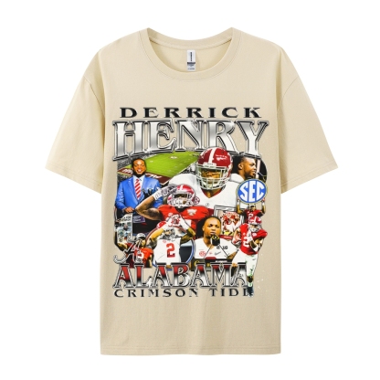 DERRICK HENRY - ALABAMA Tee  Vintage Casual Cotton Shirt-sleeve T-shirt