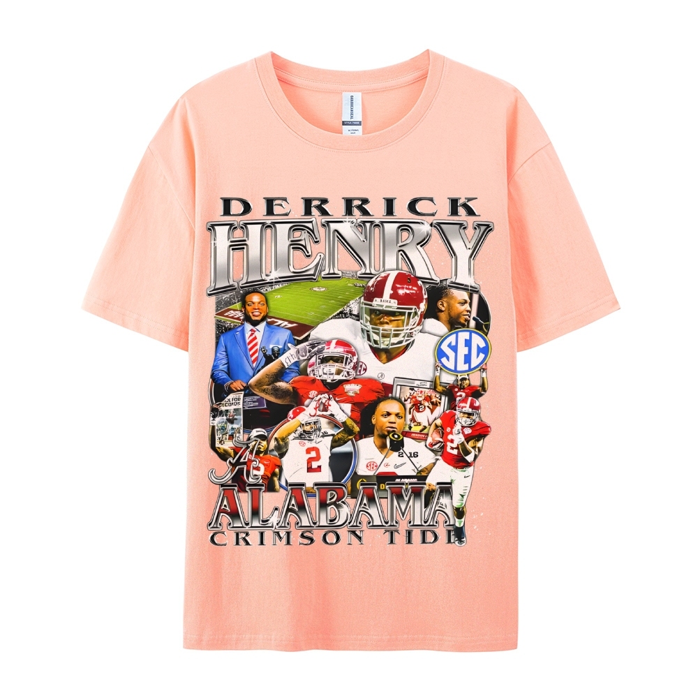 DERRICK HENRY - ALABAMA Tee  Vintage Casual Cotton Shirt-sleeve T-shirt