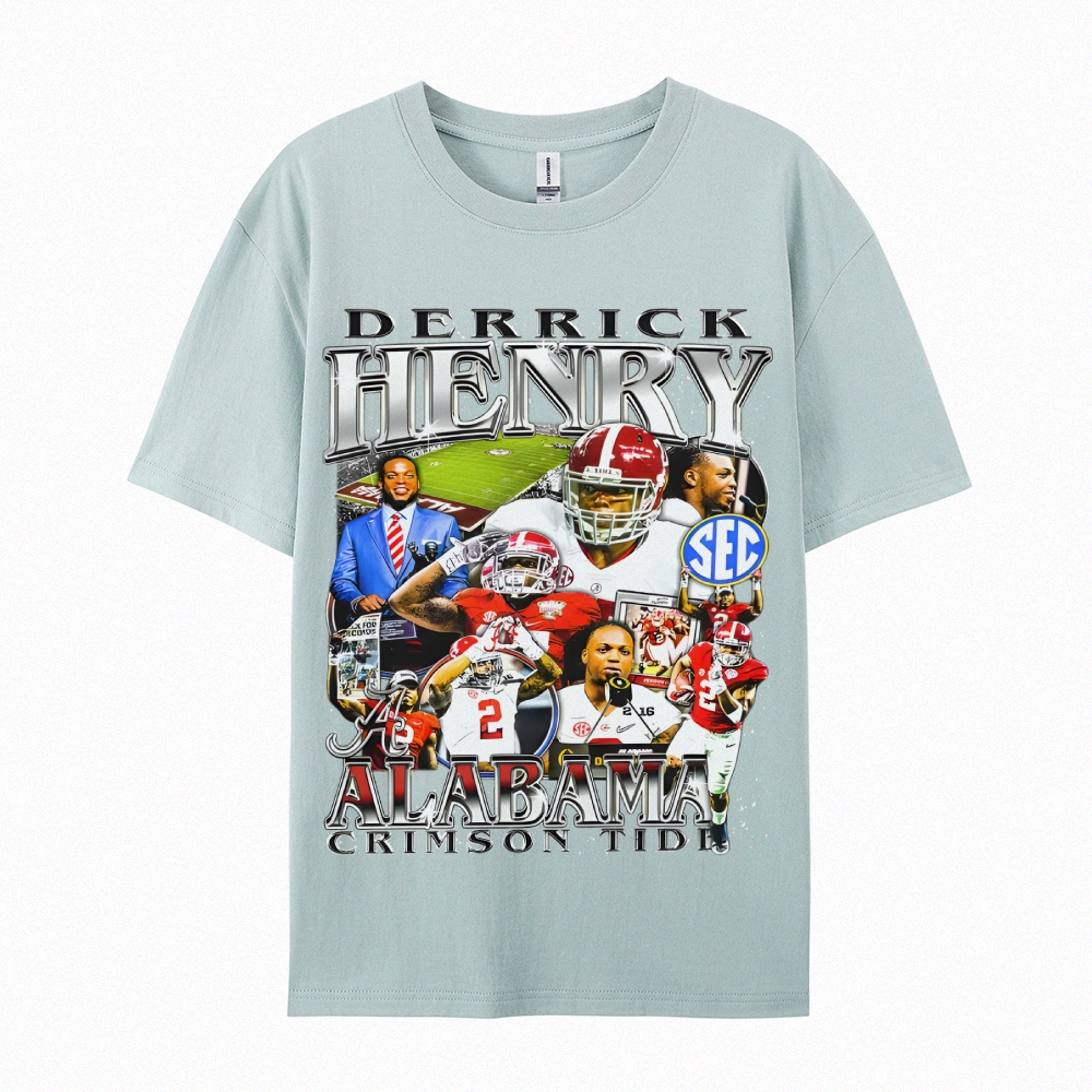 DERRICK HENRY - ALABAMA Tee  Vintage Casual Cotton Shirt-sleeve T-shirt