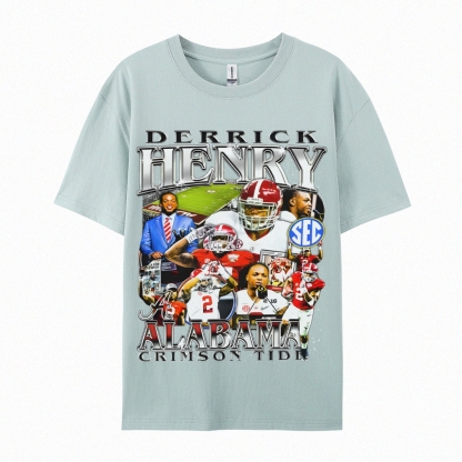 DERRICK HENRY - ALABAMA Tee  Vintage Casual Cotton Shirt-sleeve T-shirt