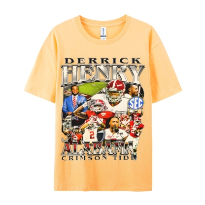 DERRICK HENRY - ALABAMA Tee  Vintage Casual Cotton Shirt-sleeve T-shirt