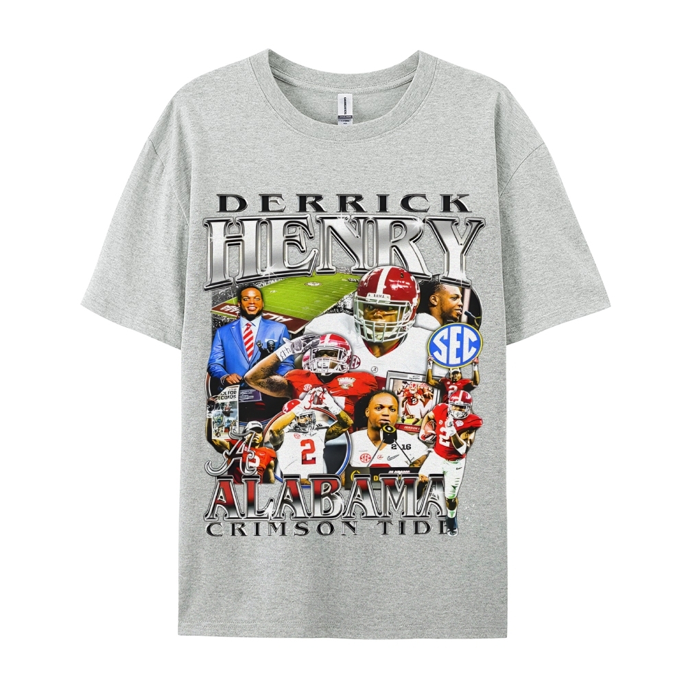 DERRICK HENRY - ALABAMA Tee  Vintage Casual Cotton Shirt-sleeve T-shirt