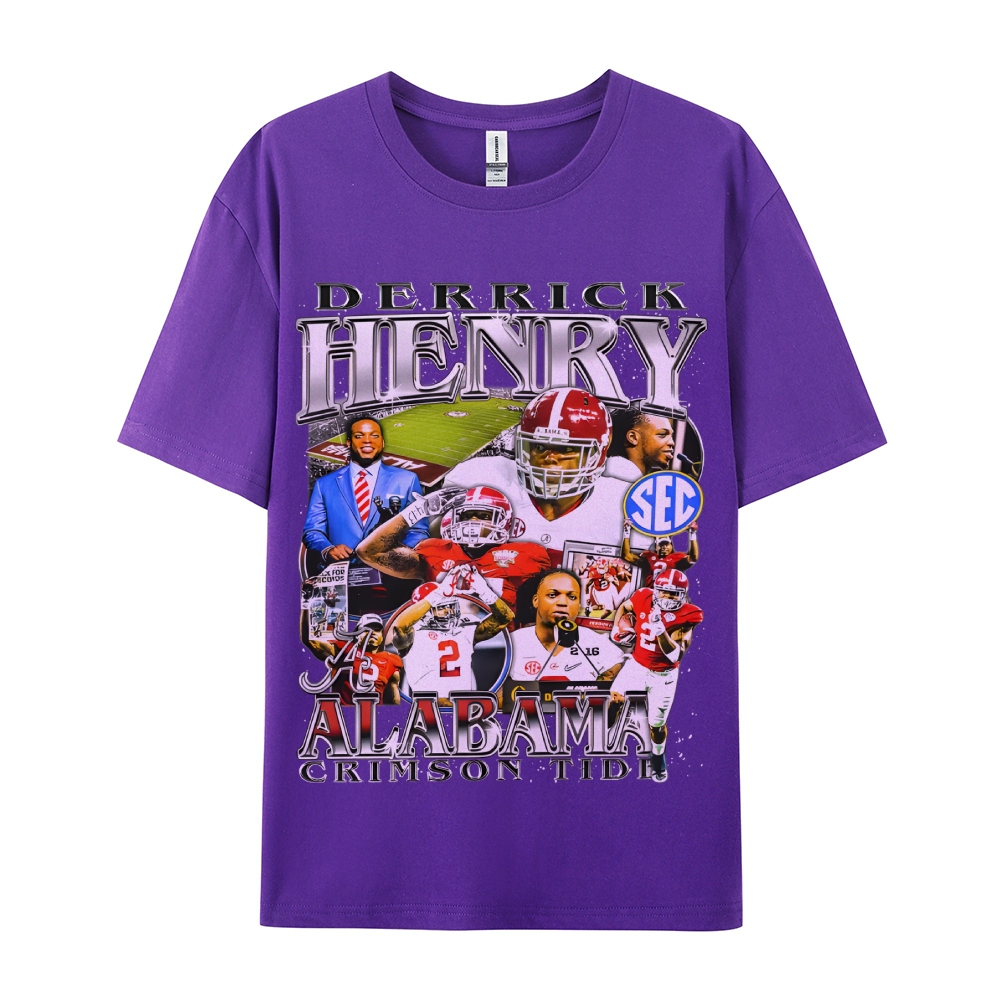 DERRICK HENRY - ALABAMA Tee  Vintage Casual Cotton Shirt-sleeve T-shirt
