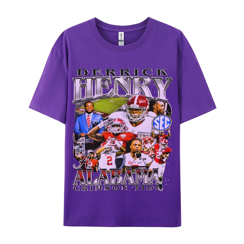 DERRICK HENRY - ALABAMA Tee  Vintage Casual Cotton Shirt-sleeve T-shirt