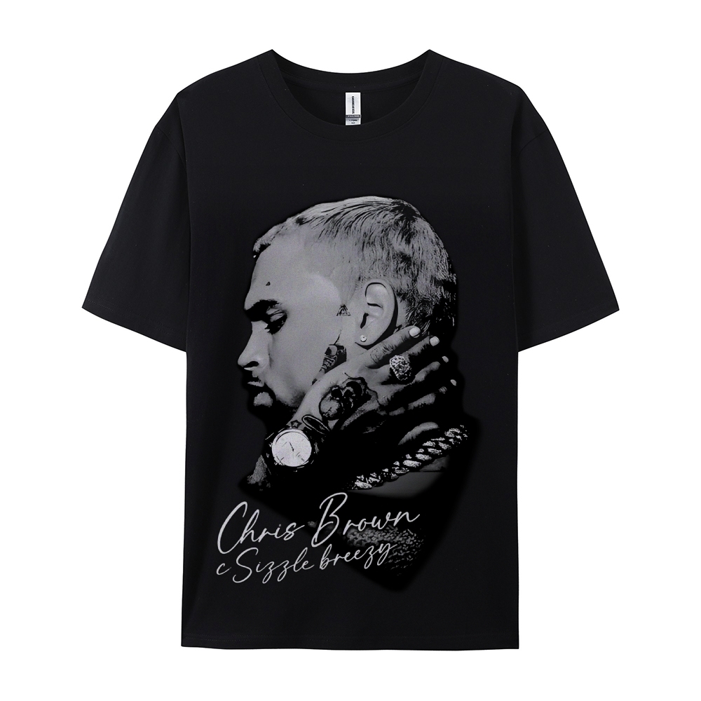 Unisex-Adult Ultra Cotton Washed T-Shirt Graphic CHRIS BROWN BIG FACE 