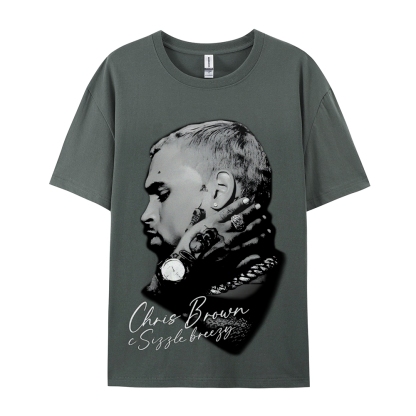 Unisex-Adult Ultra Cotton Washed T-Shirt Graphic CHRIS BROWN BIG FACE V3 TEE