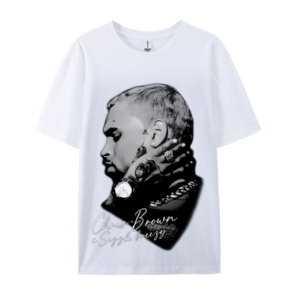 Unisex-Adult Ultra Cotton Washed T-Shirt Graphic CHRIS BROWN BIG FACE V3 TEE