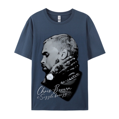 Unisex-Adult Ultra Cotton Washed T-Shirt Graphic CHRIS BROWN BIG FACE V3 TEE