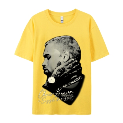 Unisex-Adult Ultra Cotton Washed T-Shirt Graphic CHRIS BROWN BIG FACE V3 TEE
