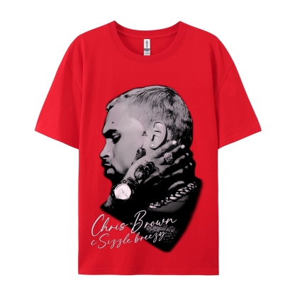 Unisex-Adult Ultra Cotton Washed T-Shirt Graphic CHRIS BROWN BIG FACE V3 TEE