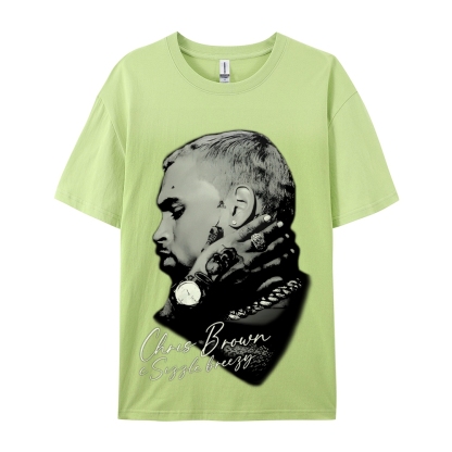 Unisex-Adult Ultra Cotton Washed T-Shirt Graphic CHRIS BROWN BIG FACE V3 TEE