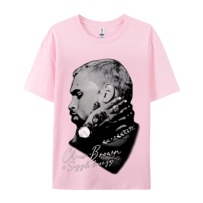 Unisex-Adult Ultra Cotton Washed T-Shirt Graphic CHRIS BROWN BIG FACE V3 TEE