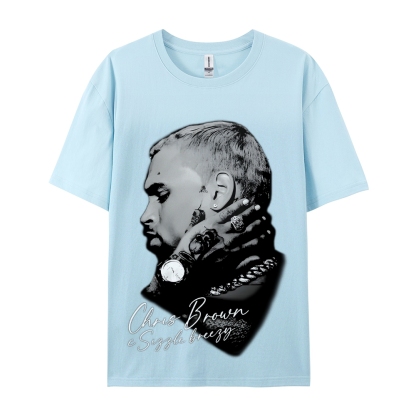 Unisex-Adult Ultra Cotton Washed T-Shirt Graphic CHRIS BROWN BIG FACE V3 TEE