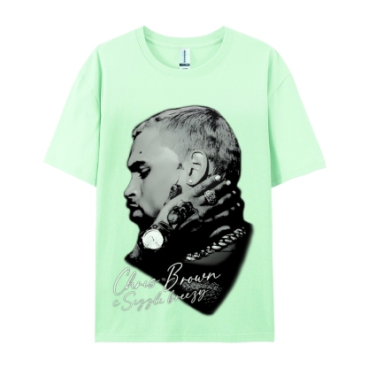 Unisex-Adult Ultra Cotton Washed T-Shirt Graphic CHRIS BROWN BIG FACE V3 TEE