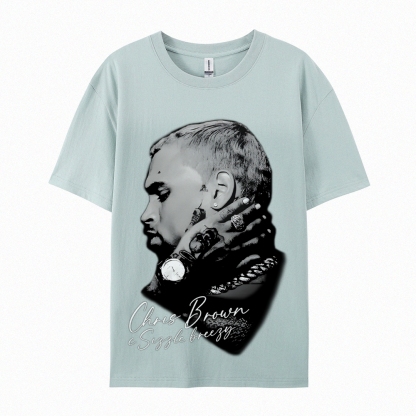 Unisex-Adult Ultra Cotton Washed T-Shirt Graphic CHRIS BROWN BIG FACE V3 TEE
