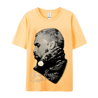 Unisex-Adult Ultra Cotton Washed T-Shirt Graphic CHRIS BROWN BIG FACE V3 TEE
