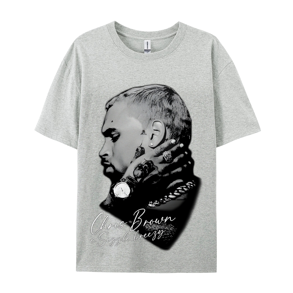 Unisex-Adult Ultra Cotton Washed T-Shirt Graphic CHRIS BROWN BIG FACE V3 TEE
