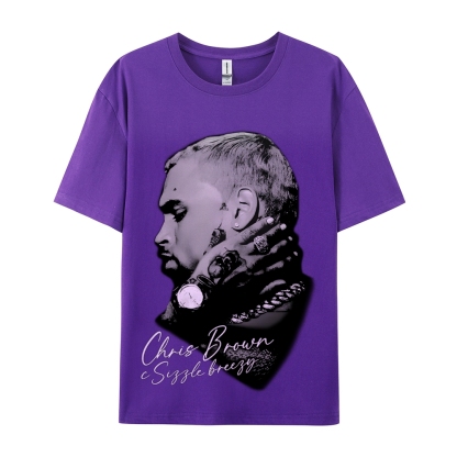 Unisex-Adult Ultra Cotton Washed T-Shirt Graphic CHRIS BROWN BIG FACE V3 TEE