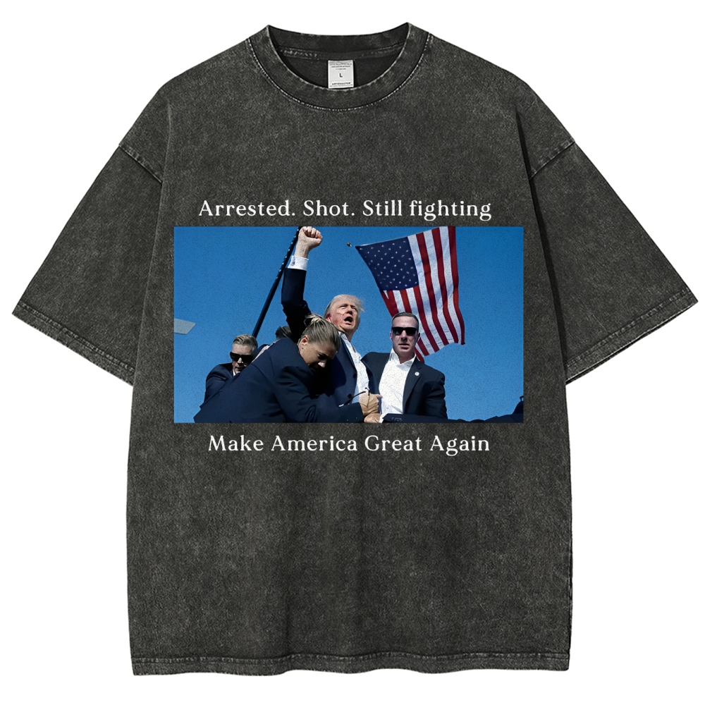 Unisex-Adult Ultra Cotton Washed T-Shirt Graphic TRUMP SHOOTING TEE