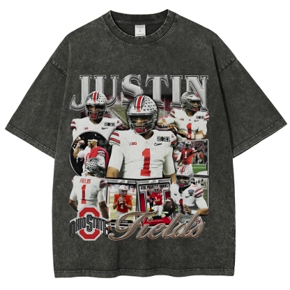 Unisex-Adult Ultra Cotton Washed T-Shirt Graphic JUSTIN FIELDS - OSU TEE