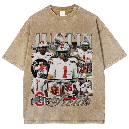 Unisex-Adult Ultra Cotton Washed T-Shirt Graphic JUSTIN FIELDS - OSU TEE