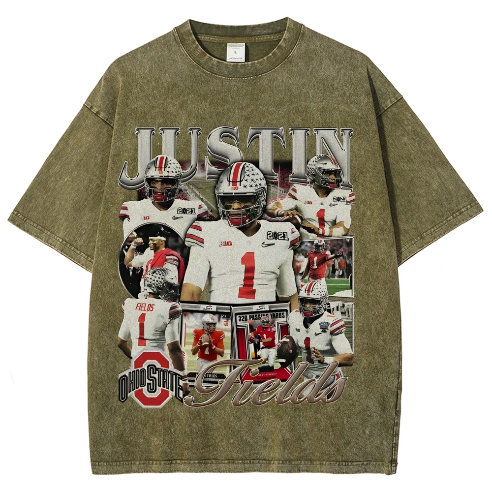 Unisex-Adult Ultra Cotton Washed T-Shirt Graphic JUSTIN FIELDS - OSU TEE