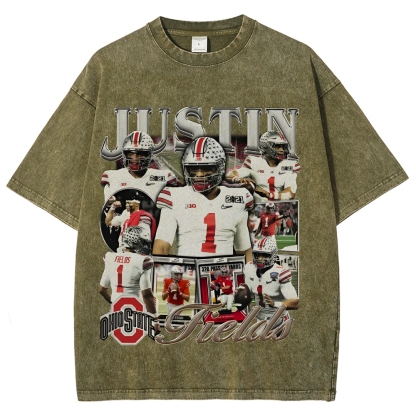 Unisex-Adult Ultra Cotton Washed T-Shirt Graphic JUSTIN FIELDS - OSU TEE