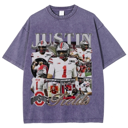 Unisex-Adult Ultra Cotton Washed T-Shirt Graphic JUSTIN FIELDS - OSU TEE