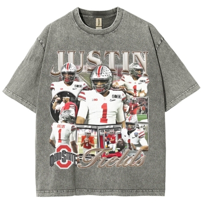 Unisex-Adult Ultra Cotton Washed T-Shirt Graphic JUSTIN FIELDS - OSU TEE