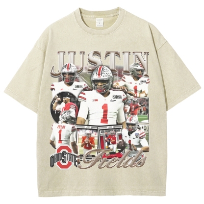 Unisex-Adult Ultra Cotton Washed T-Shirt Graphic JUSTIN FIELDS - OSU TEE