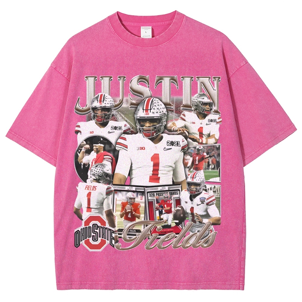Unisex-Adult Ultra Cotton Washed T-Shirt Graphic JUSTIN FIELDS - OSU TEE