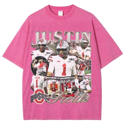 Unisex-Adult Ultra Cotton Washed T-Shirt Graphic JUSTIN FIELDS - OSU TEE