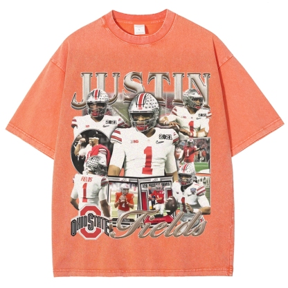 Unisex-Adult Ultra Cotton Washed T-Shirt Graphic JUSTIN FIELDS - OSU TEE